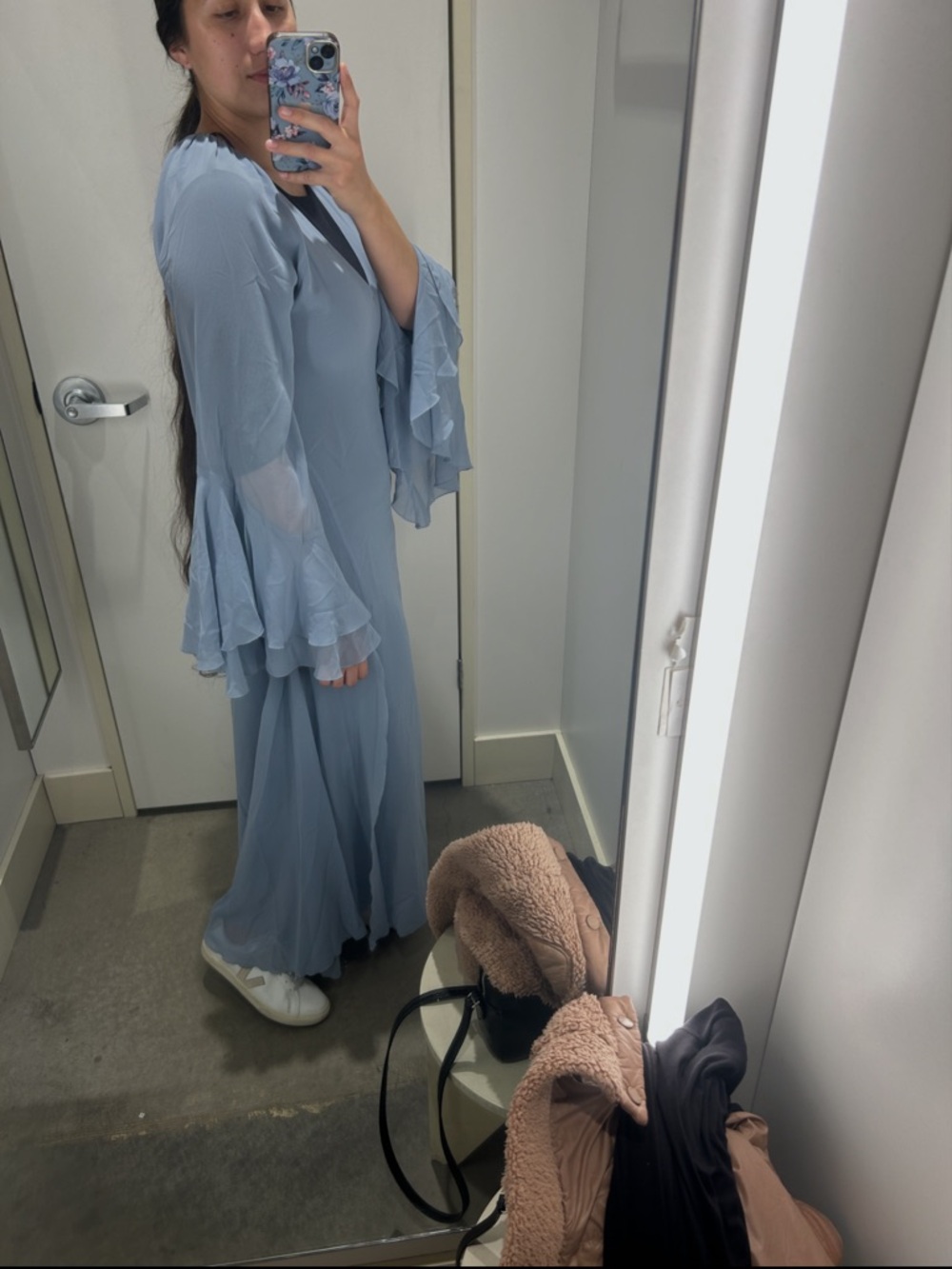 H&M edition Light Blue Ruffle Sleeve Maxi Dress - Picture 3 of 7